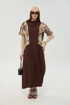 Платье 1052-2 шоколад и шоколадный мультиколор NikVa