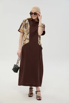 Платье 1052-2 шоколад и шоколадный мультиколор NikVa