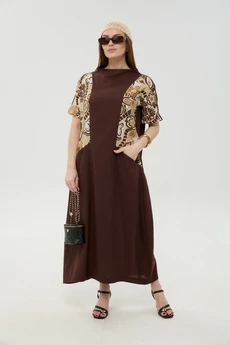 Платье 1052-2 шоколад и шоколадный мультиколор NikVa