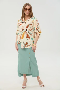 Костюм с юбкой 975-6 мята и бохо мультиколор NikVa