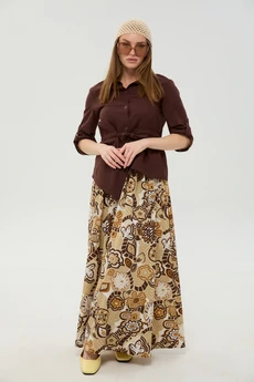 Костюм с юбкой 917-11 шоколад и шоколадный мультиколор NikVa