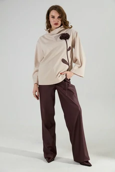 Костюм брючный 922-9 капучино + бордо NikVa