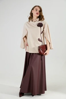 Костюм с юбкой 952-5 капучино + бордо NikVa
