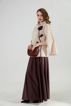 Костюм с юбкой 952-5 капучино + бордо NikVa