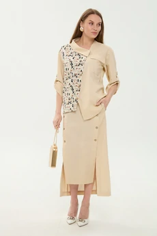 Костюм с юбкой 975-8 песок и песочный мультиколор NikVa