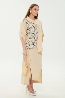 Костюм с юбкой 975-8 песок и песочный мультиколор NikVa