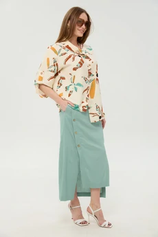 Костюм с юбкой 975-6 мята и бохо мультиколор NikVa