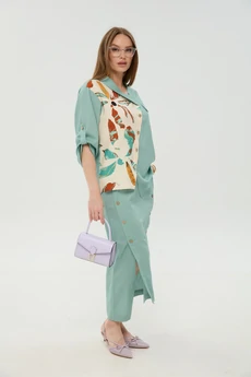 Костюм с юбкой 975-7 мята и бохо мультиколор NikVa