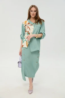 Костюм с юбкой 975-7 мята и бохо мультиколор NikVa