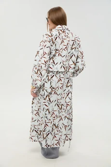 Костюм брючный 976-17 серый и листья мультиколор NikVa