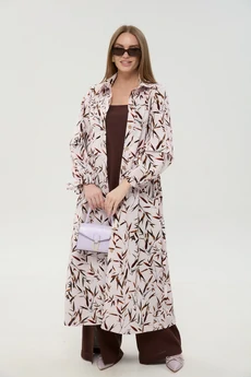 Костюм брючный 976-18 шоколад и листья мультиколор NikVa