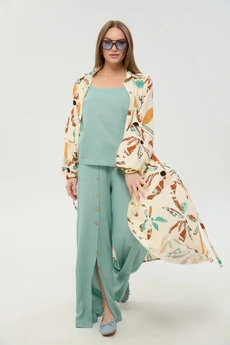 Костюм брючный 976-9 мята и бохо мультиколор NikVa