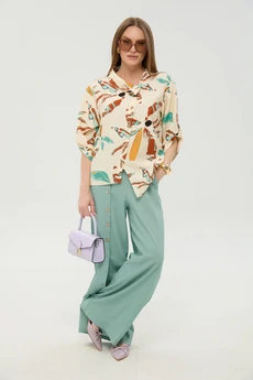 Костюм брючный 978-7 мята и бохо мультиколор NikVa