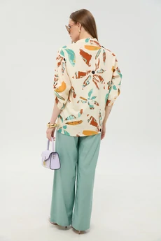 Костюм брючный 978-7 мята и бохо мультиколор NikVa