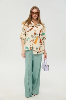 Костюм брючный 978-7 мята и бохо мультиколор NikVa