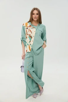 Костюм брючный 978-8 мята и бохо мультиколор NikVa