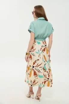 Платье 1050-1 мята + бохо мультиколор  NikVa