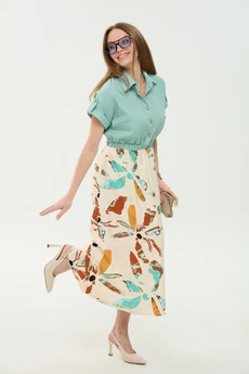 Платье 1050-1 мята + бохо мультиколор  NikVa