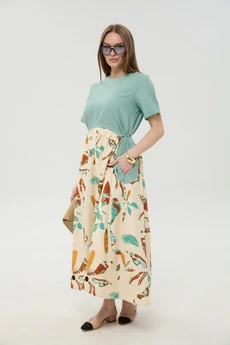 Платье 1051-1 мята + бохо мультиколор NikVa