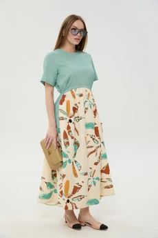 Платье 1051-1 мята + бохо мультиколор NikVa