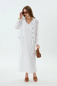 Костюм с платьем 840-1 белый NikVa