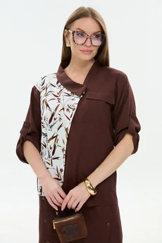 Жакет 902-15 шоколад + листья мультиколор NikVa