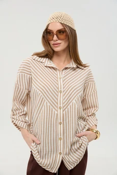 Рубашка 953-4 песочные полосы NikVa