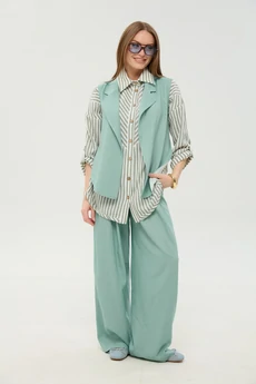 Костюм брючный 956-5 мята + мятные полосы NikVa