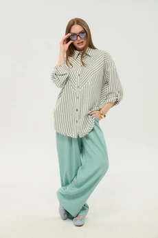 Костюм брючный 956-5 мята + мятные полосы NikVa