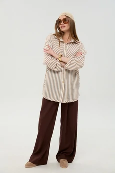 Рубашка 953-4 песочные полосы NikVa