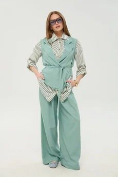 Костюм брючный 956-5 мята + мятные полосы NikVa