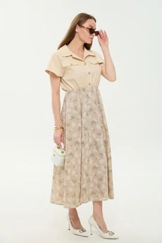 Платье 969-4 песочный + песочные цветы NikVa