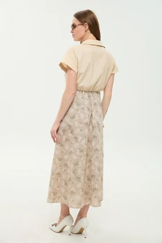 Платье 969-4 песочный + песочные цветы NikVa