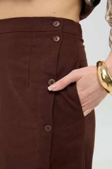 Костюм с юбкой 957-3 шоколад + песочные полосы NikVa