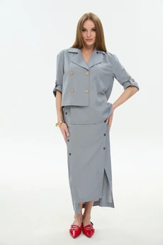 Костюм с юбкой 972-7 серый NikVa
