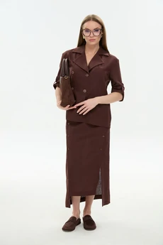 Костюм с юбкой 972-6 шоколад  NikVa