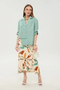 Костюм с юбкой 972-8 мята + бохо мультиколор NikVa
