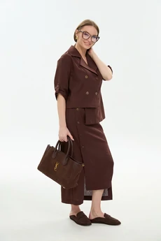 Костюм с юбкой 972-6 шоколад  NikVa