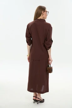 Жакет 902-15 шоколад + листья мультиколор NikVa