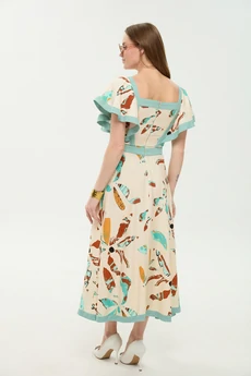 Платье 984-2 мята + бохо мультиколор  NikVa