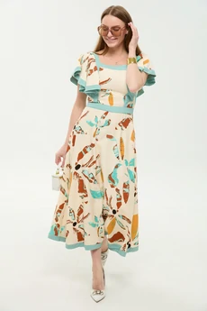 Платье 984-2 мята + бохо мультиколор  NikVa