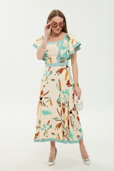 Платье 984-2 мята + бохо мультиколор  NikVa