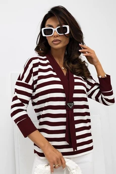 Джемпер 0203403 полоска бордо Nika.pl