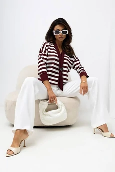 Джемпер 0203403 полоска бордо Nika.pl