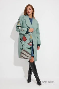 Пальто 2468-3 серо-мятный Niv Niv Fashion