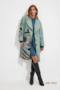 Пальто 2468-3 серо-мятный Niv Niv Fashion