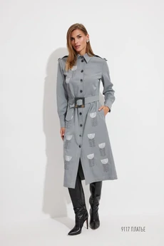 Платье 9117 серый  Niv Niv Fashion