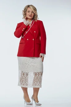 Костюм с юбкой 244 красный с белым OVERYOU