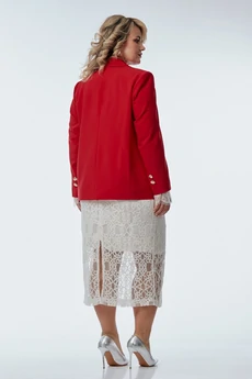 Костюм с юбкой 244 красный с белым OVERYOU