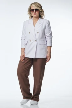 Костюм брючный 246 белый с капучино OVERYOU